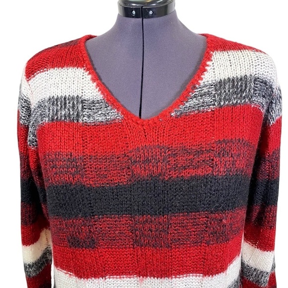 KRISTIN NICOLE Plus size 3X Pull on V neck loose knit long sleeve sweater pocket - Picture 4 of 8